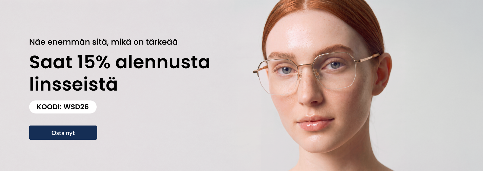 Kuponkinäyttö - SmartBuyGlasses - 15 % alennus [[linsseistä]], hyödynnä etu kassalla